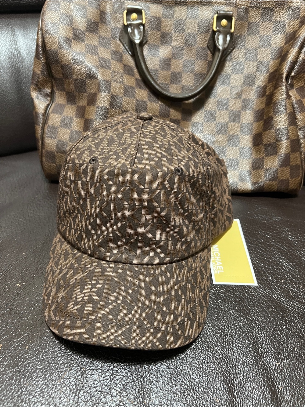 Michael Kors Dark Brown MK Monogram Baseball Cap
